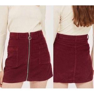 Topshop Zippered Corduroy Skirt (US sz 10)